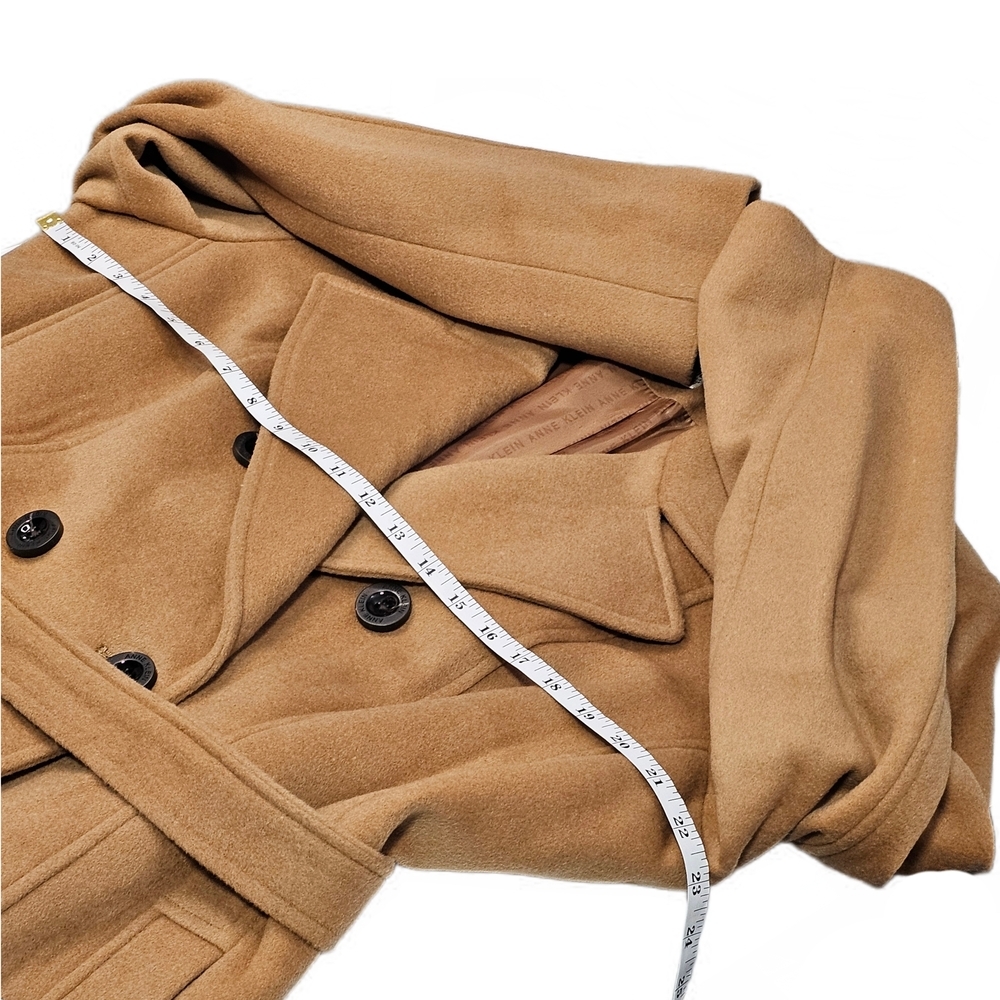 Anne Klein Cashmere Wool Blend Camel Double-Breasted Belted Trench Coat - Picture 12 of 16